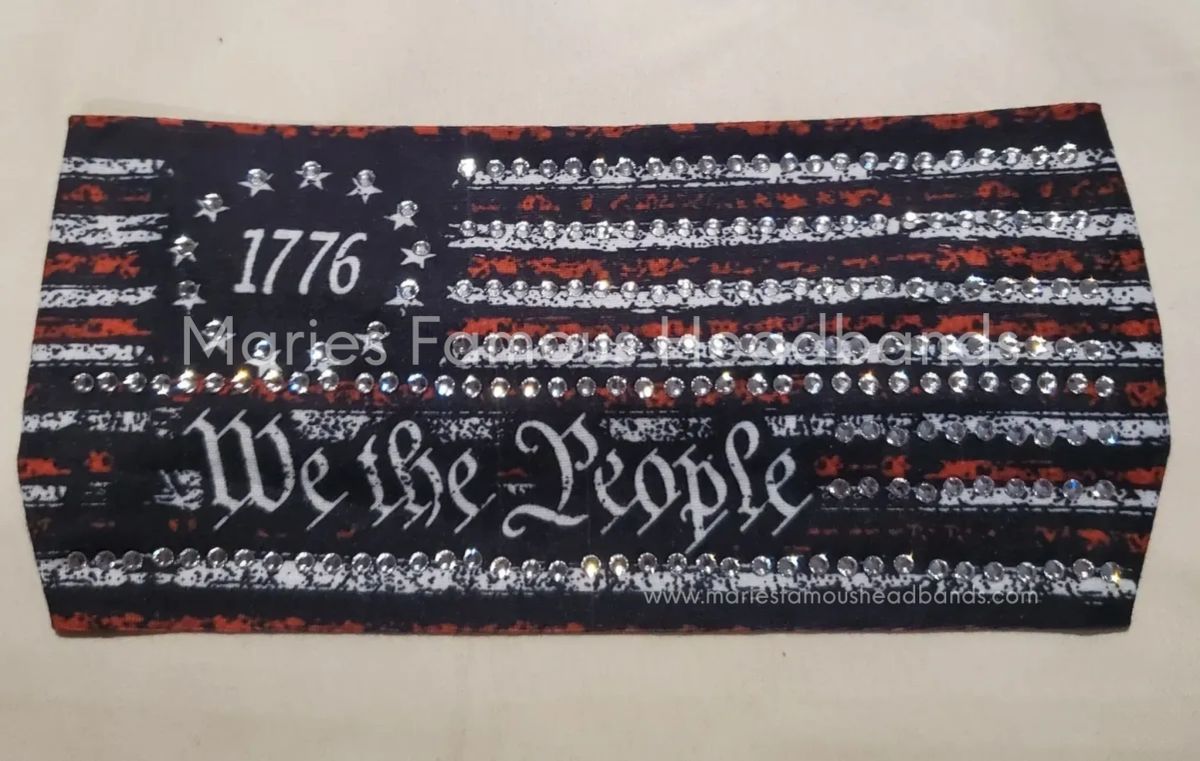 Marie's We the People Black Handcrafted Headband