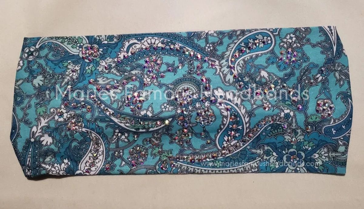 Marie's Teal Paisleys Handcrafted Headband