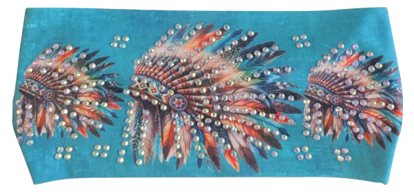 Marie's Teal indian headdress Handcrafted Headband